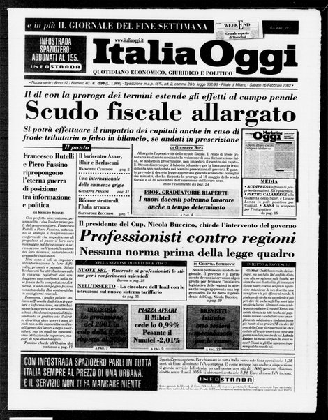 Italia oggi : quotidiano di economia finanza e politica